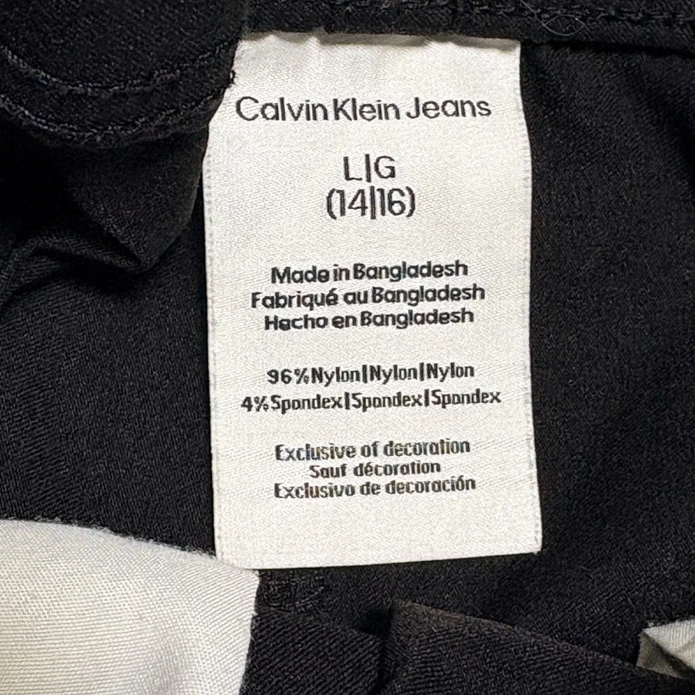 Calvin Klein 2 Piece Set Boys L 14/16 Black Grey Monogram Shirt Jogger Pants